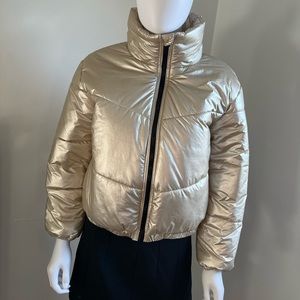 Gold puffer jacket wild fable